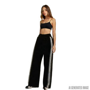 Whistles Ezra Black Striped Track Straight Pants Windbreaker Sporty NWT Size 10